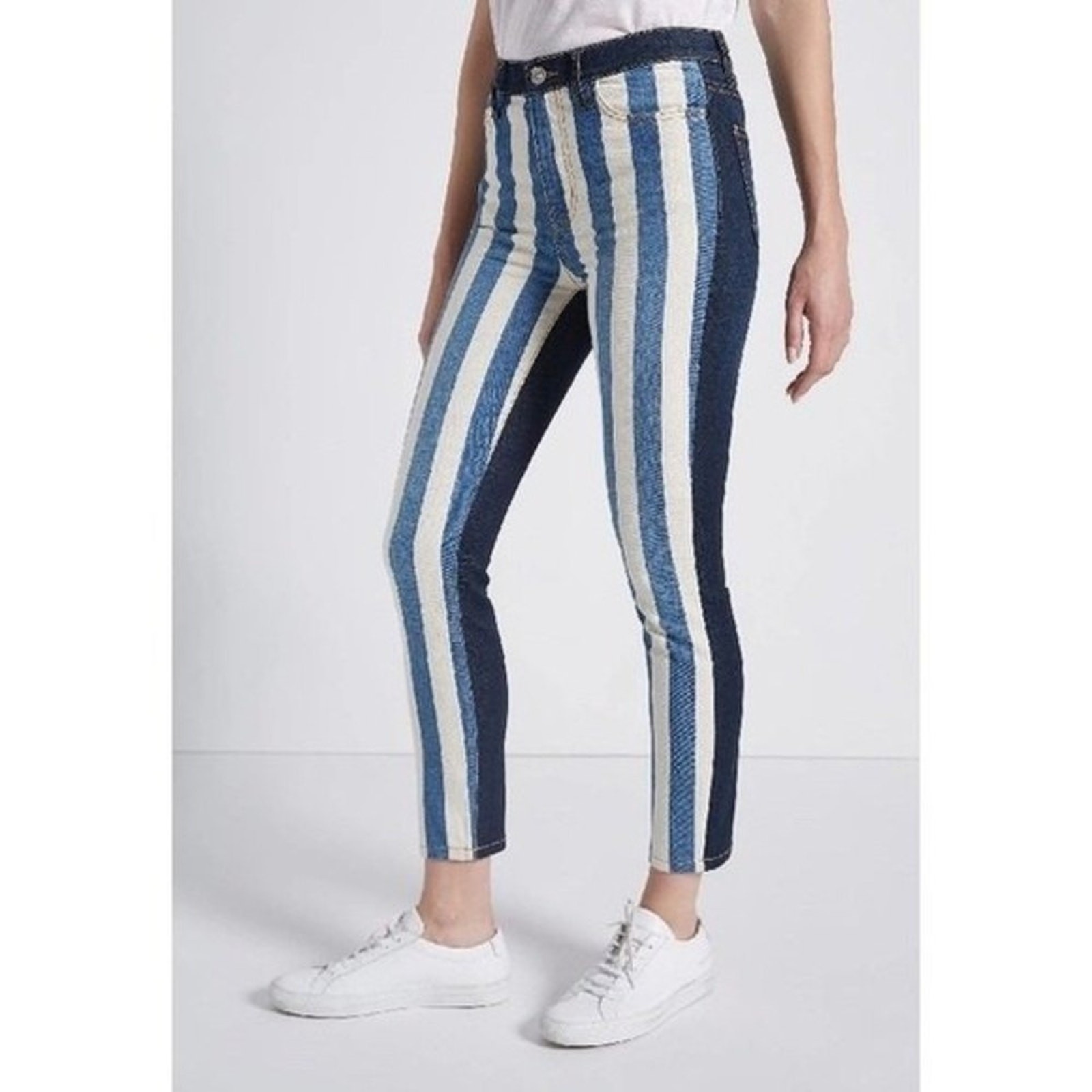 Current Elliott The High Waist Stiletto Jean In The Bay Stripe Nwt